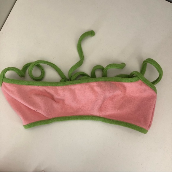 Frankie’s Bikinis Pink and Green Terry Cloth Bikini Set - Picture 4 of 9